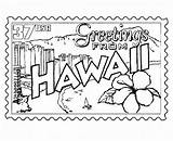 Coloring Hawaii Pages Hawaiian State Printable Beach Stamp Printables Kids Scene Luau Flower Sheets Usa Color Drawing Print States Theme sketch template