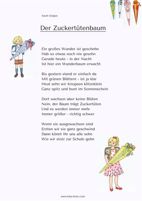gedicht zuckertuete vorschulkinder kita kiste