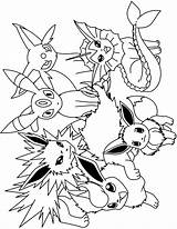 Eevee Pokemon Coloring Evolutions Pages Getdrawings sketch template