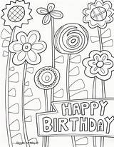 Doodle Coloring Birthday Happy Pages Printable Adults Alley Card Cards Adult Print Kids Color Flower Colouring Drawing Funny Aunt Wishes sketch template