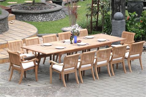 extending teak patio table  fixed length dining table