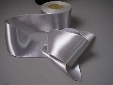 vintage  wide silver gray ribbon double sided satin   width
