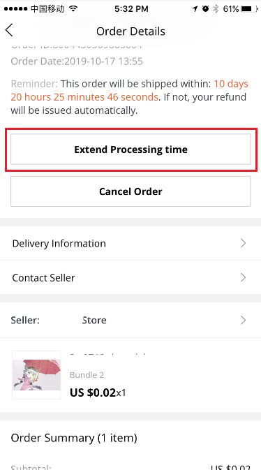 extend order processing time  aliexpress