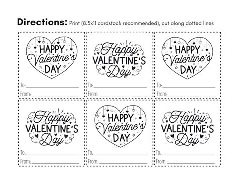 happy valentines day printable cards black  white etsy
