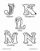 Alphabetimals Uppercase Kangaroo sketch template