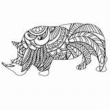Mandala Rhinoceros sketch template