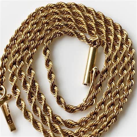 vintage  gold rope chain   gold chain  mm etsy