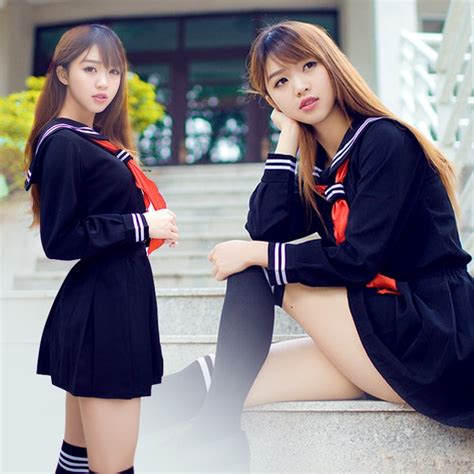 2 Pcs Set Jk Japanese School Sailor Uniform Fashion School Class Navy