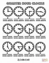 Quarter Clocks Coloring 45 Pages Hours Clock Printable Worksheets Time sketch template