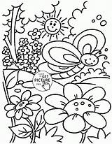 Printemps Coloriage Paysage Kindergarten Dessin Imprimer Seasons Colorir Insetos Lmj Moon Primanyc sketch template