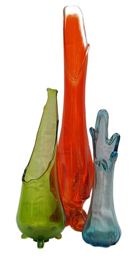 Vintage Mid Century Glass Vases Set Of Three Mid Century