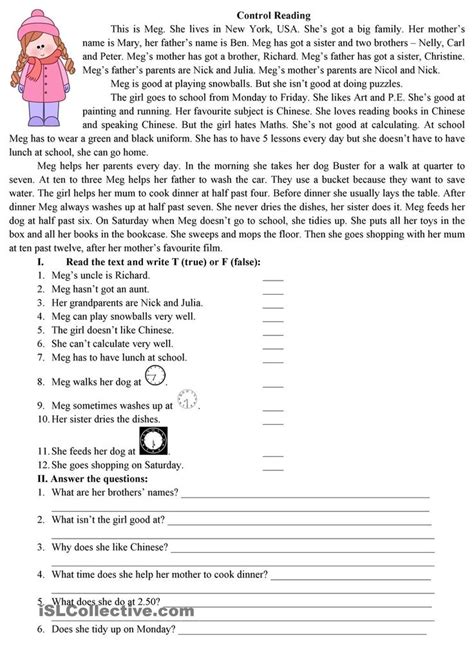 control reading esl worksheets of the day pinterest student