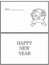 Coloring Year Greeting Card Cards Pages Happy Kids sketch template