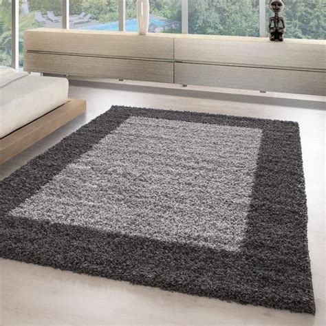 moderne tapis design shaggy tapis zeugma longs poils  cm monochrome  gris  cm