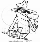Secret Top Clipart Spy Agent Carrying Information Coloring Outline Illustration Clip Rf Royalty Undercover Line Toonaday Leishman Ron sketch template