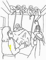 Jesus Heals Man Coloring Paralyzed Paralytic Divyajanani Kids sketch template