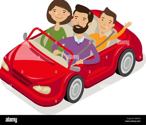 die familie faehrt mit dem auto cartoon vector illustration stock vektorgrafik alamy