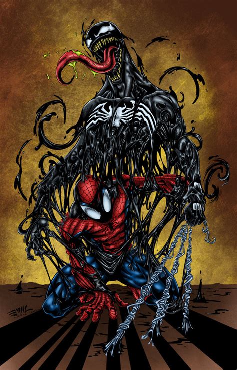 spider man with venom colored by likwidlead on deviantart