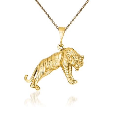 kt yellow gold tiger pendant necklace  ross simons