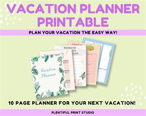 vacation planner printable etsy