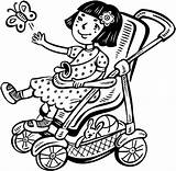 Coloring Stroller Girl Little Baby Her Drawing Pages Printable Getdrawings Girls sketch template