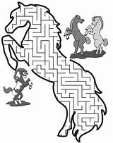 Maze Labirint Horses Puzzles Rearing Colorat Mazes Labyrinthe Desene Cheval Etkinlikburada Planse Imprimer Printactivities Thru Depuis sketch template
