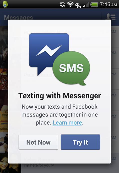 text message   facebook messenger  android