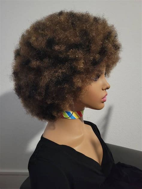 Afro Kinky Wig 100 Handmade Natural 4c Afro Kinky Hair Wig Etsy