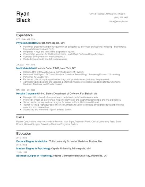 physician assistant resume examples  tips zippia