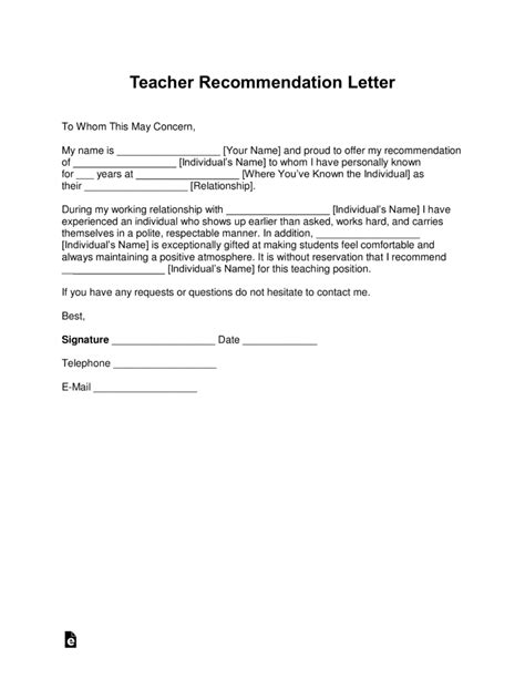recommendation letter sample  teacher   year invitation