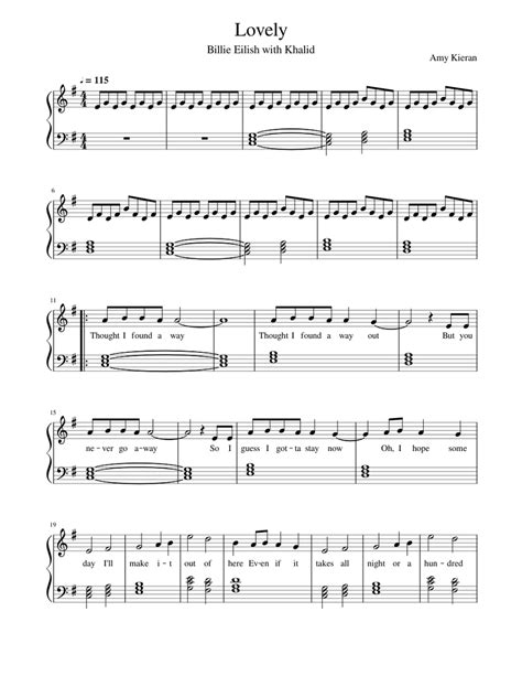 lovely billie eilish  khalid easy beginner piano cover sheet  sheet   piano