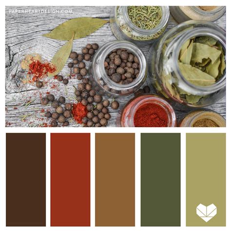 color palette herbs spices earth tones — paper heart design