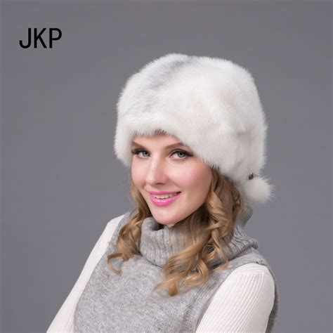 jkp 2018 fur hats for winter women whole real mink fur hat with stripe