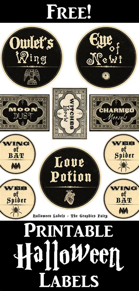 printable halloween labels potions  graphics fairy