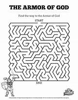 God Armor Kids Bible Mazes Activities Sunday School Lessons Activity Ephesians Children Lesson Crafts Armour Youth Salvation Helmet Maze Sheets sketch template