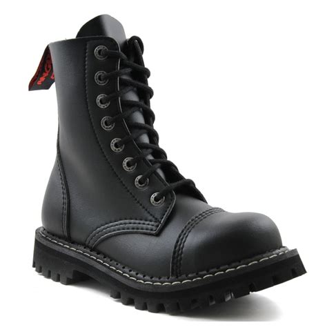 angry itch 8 hole black combat vegan leather army ranger