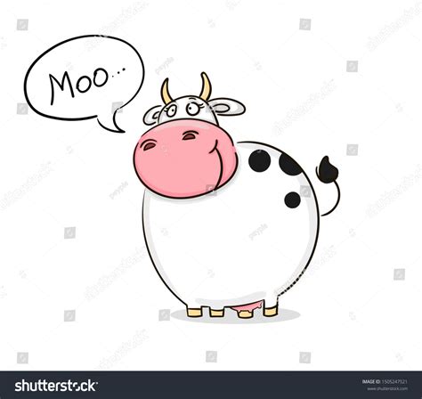 Hand Drawn Funny Smiling Cow Goes Stock Vector Royalty Free