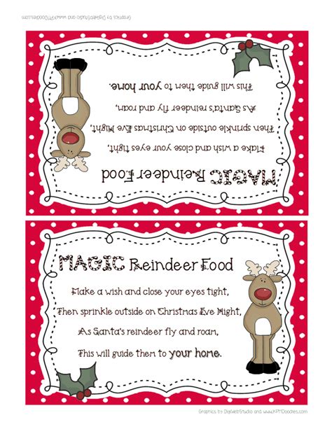 printable reindeer food recipe printable tag poem