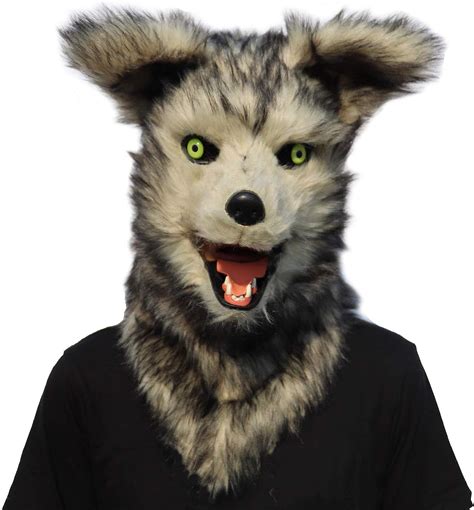ifkoo realistic mouth mover wolf mask  halloween party costume plush