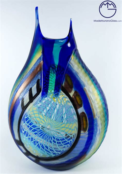 Olivia Exclusive Venetian Glass Vase Engraved Made Murano Glass