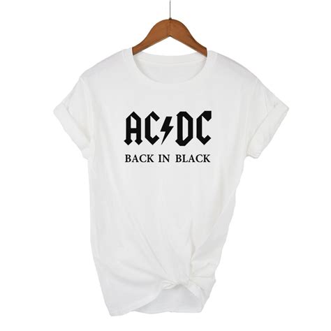 ac dc band rock harajuku t shirt women s acdc black letter printed