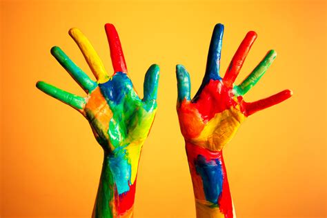 painted hands colorful fun creative funny concepts western