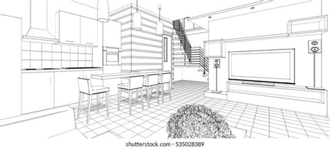 house interior sketch  illustration stock illustration