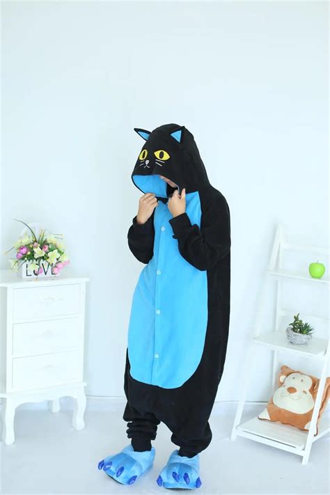 buy kigurumi midnight cat onesies black cat pajamas  unisex adult pajamas