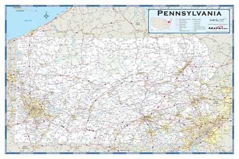 pennsylvania county highway wall map  mapscom mapsales