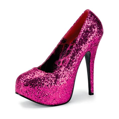pleaser hot pink glitter platform pump wide width heels with 5 75