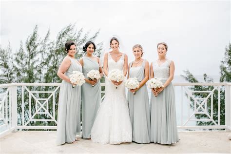 These Bridesmaids Wore Icy Gray Gowns In Different Styles Bridesmaid