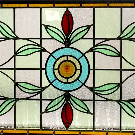 Intricate Floral Art Nouveau Stained Glass Panel From