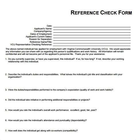 free 14 sample reference check templates in pdf ms word
