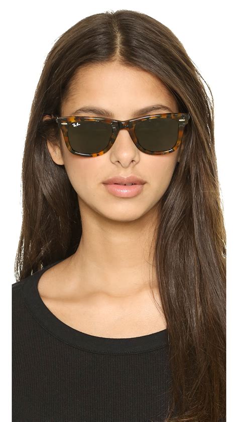 Ray Ban Icons Wayfarer Sunglasses Spotted Red Havana Brown In Brown